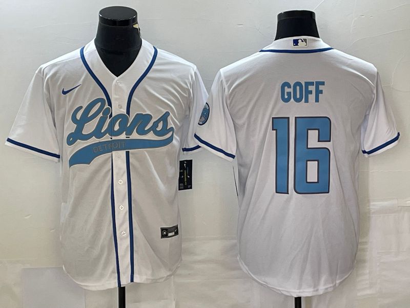 Men Detroit Lions #16 Goff White Co Branding Nike Game NFL Jersey style 1